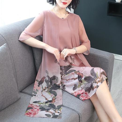 MQ-XN618夏装新款洋气中老年雪纺过膝裙子YY 商品图1