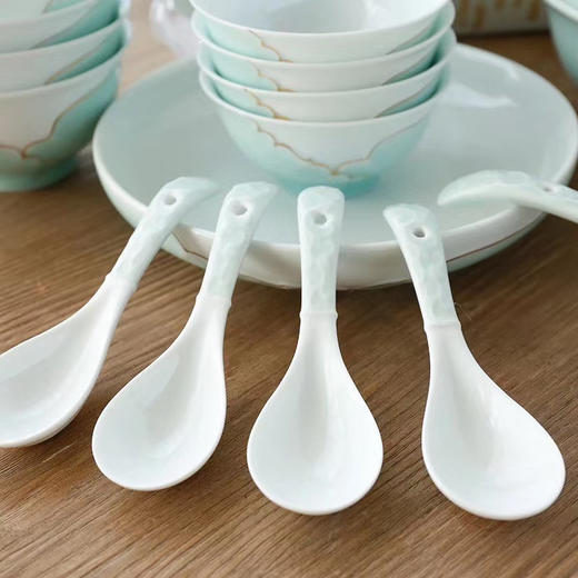 青瓷＋24K金描金装饰58头10人份套碗 商品图1