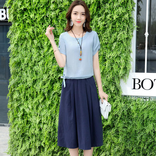 WZNH-LDB305-1拉链中腰气质显瘦圆领优雅套装 商品图2