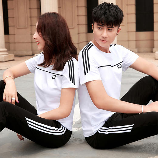 SPYG-9218DEF夏装宽松显瘦时尚短袖长裤跑步运动套装 商品图1