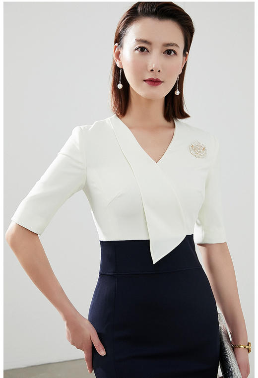 “黑白余地”J9182689X颈袖添香季时尚气质名媛修身包臀黑白撞色职场装连衣裙J9182689X 商品图1