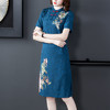 AHM 8610 2020年孔雀蓝仿连衣裙子复古旗袍改良中式 商品缩略图1