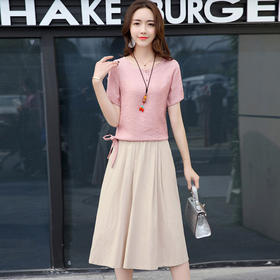 WZNH-LDB305-1拉链中腰气质显瘦圆领优雅套装