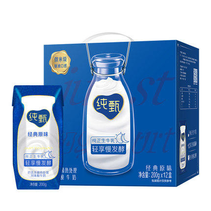 蒙牛原味纯甄200gx12盒酸奶整箱(1月产) 商品图0