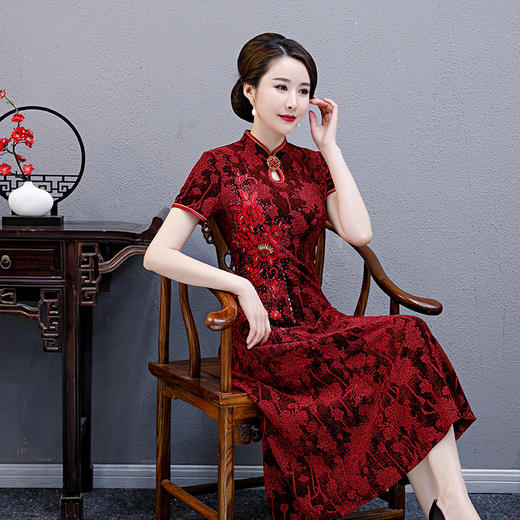 WXG TLS20-5	南韩丝旗袍连衣裙长款大码 商品图2