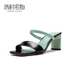西村名物2020春夏新款一字带凉鞋女时装高跟气质凉鞋防滑女T20BJ23621 商品缩略图3