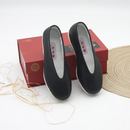 内联升女鞋手工单鞋千层底低帮牛皮面小元口布鞋8651A 商品图1