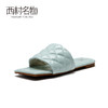 西村名物2020春夏新款格菱纹一字拖女鞋网红方头平底凉拖女T20BJ23631 商品缩略图4