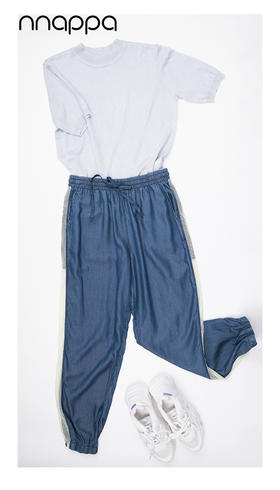 天丝牛仔收脚休闲九分裤29049