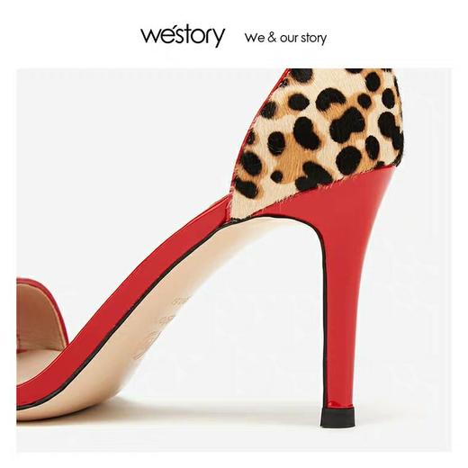 westory2020夏季新品豹纹一字带高跟凉鞋女细跟性感W29BG60021 商品图3