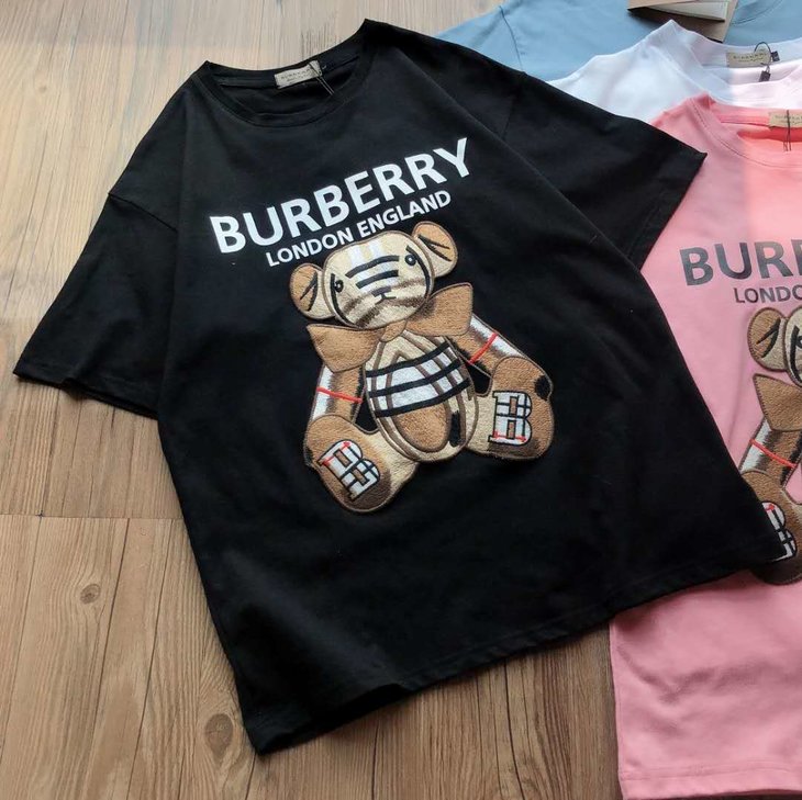 d0507135夏季情侣新款小熊贴布刺绣时尚舒适短袖t恤