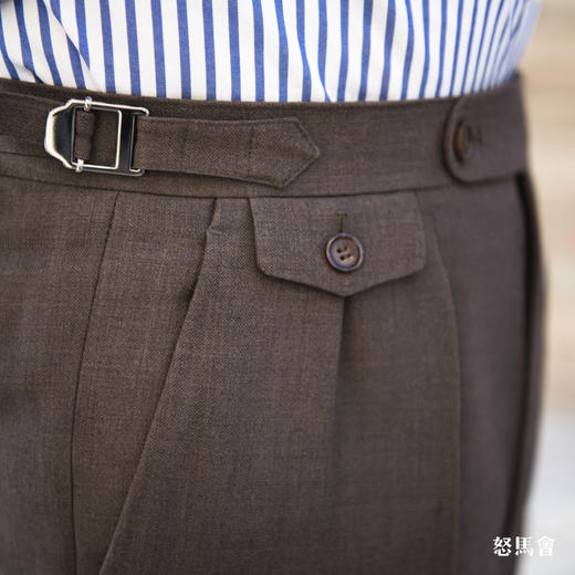 Hardy Minnis Fresco 强捻抗皱棕色意式工艺裤装 商品图3