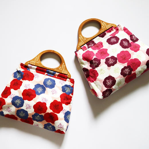 HUGOJIRO木柄手提包插画温柔的花花 商品图0