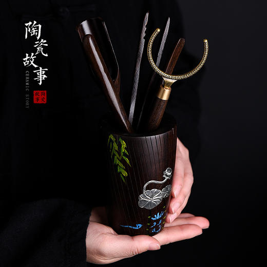 茶道配件-茶道六君子-木制/纯铜清荷、竹韵、空谷、风荷5款可选（各个形式所含配件不同，购买前请查看详情页确认） 商品图2