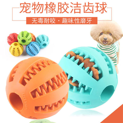玲宠宠物弹力益智漏食球磨牙耐咬洁齿狗狗玩具弹力球橡胶宠物玩具球 商品图0