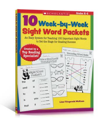 学乐读物 Scholastic 英文原版 10 Week-By-Week Sight Word Packets儿童学习课外英语单词练习册3-6岁启蒙词汇拼读 平装 商品图0