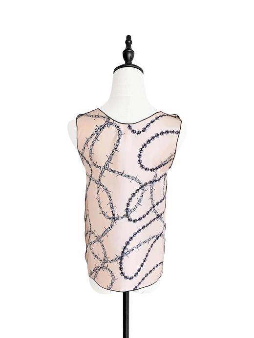 TYNVIE 勾边撞色真丝背心 - 粉色链条 商品图3