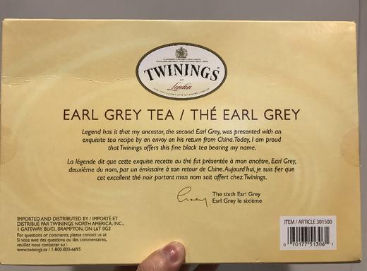 特价！Twinings英国皇室伯爵红茶（144包/盒 独立密封茶包 包邮）温哥华直邮 商品图1