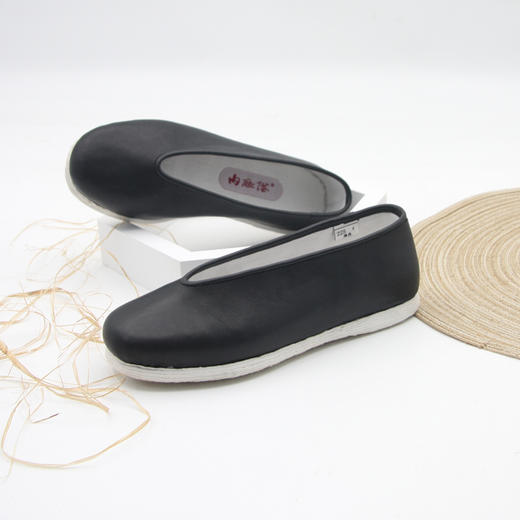 内联升女鞋手工单鞋千层底低帮牛皮面小元口布鞋8651A 商品图3