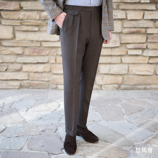 Hardy Minnis Fresco 强捻抗皱棕色意式工艺裤装 商品图0