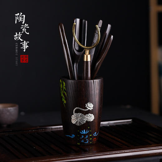 茶道配件-茶道六君子-木制/纯铜清荷、竹韵、空谷、风荷5款可选（各个形式所含配件不同，购买前请查看详情页确认） 商品图3