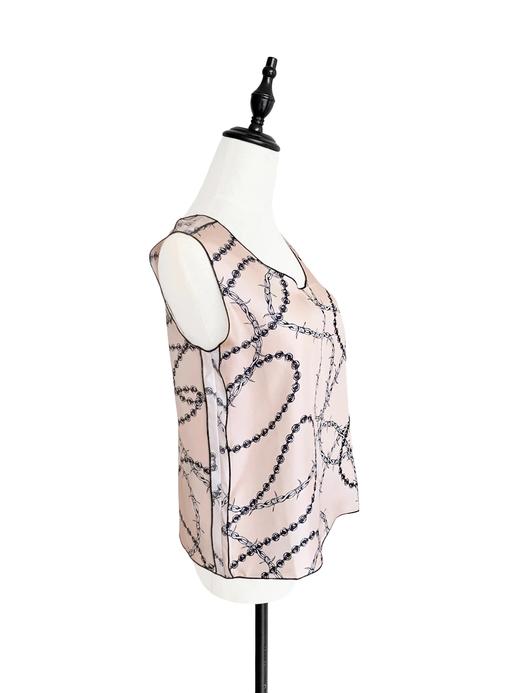 TYNVIE 勾边撞色真丝背心 - 粉色链条 商品图2