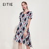 EITIE爱特爱夏季不规则荷叶边裙摆抽象印花雪纺连衣裙女5907625 商品缩略图0