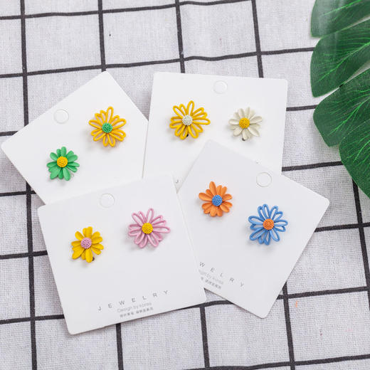 【少女甜美花朵耳坠】925银针小雏菊耳钉女时尚饰品 森系撞色耳环耳钩 商品图3