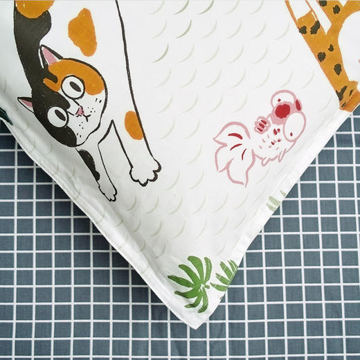 【幸运土猫】金鱼喵如茉全棉纯棉猫三四件套件柔软被套原创设计 商品图3