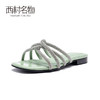 西村名物2020春夏凉鞋女绑带水钻漏脚趾凉拖粗跟方头穆勒鞋T20BJ23381 商品缩略图3