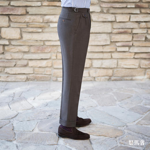 Hardy Minnis Fresco 强捻抗皱棕色意式工艺裤装 商品图1