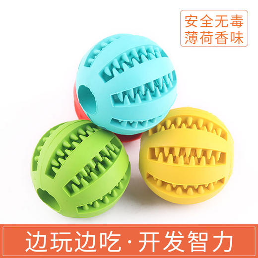 玲宠宠物弹力益智漏食球磨牙耐咬洁齿狗狗玩具弹力球橡胶宠物玩具球 商品图4