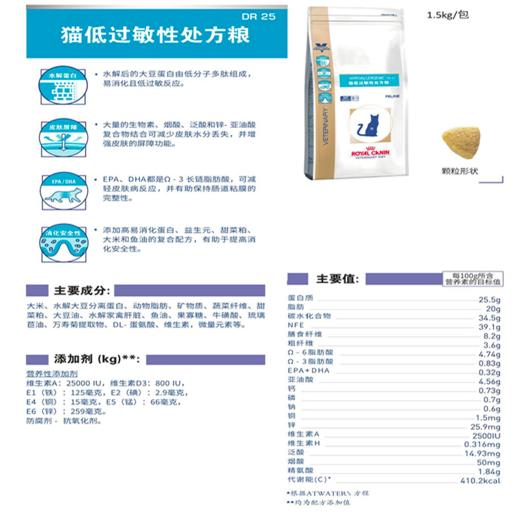 【幸运土猫】1.5kg皇家DR25低过敏处方粮包邮 商品图1