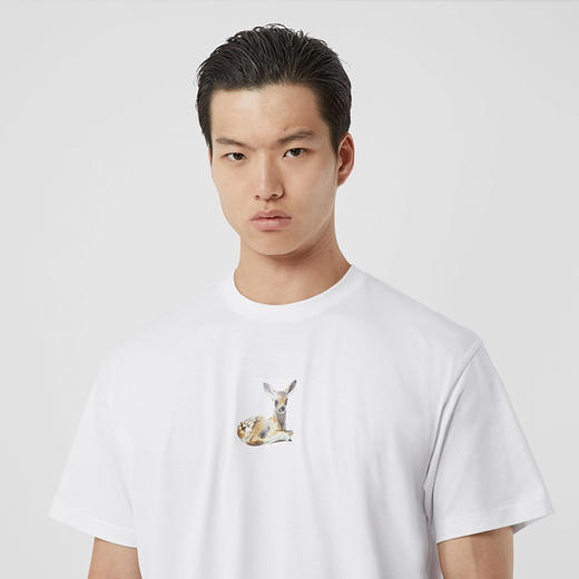 BURBERRY 博柏利 早春新款小鹿印花图案圆领纯棉男士短袖T恤小鹿印花 白色 8022370 A1464 商品图4
