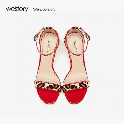westory2020夏季新品豹纹一字带高跟凉鞋女细跟性感W29BG60021 商品图1