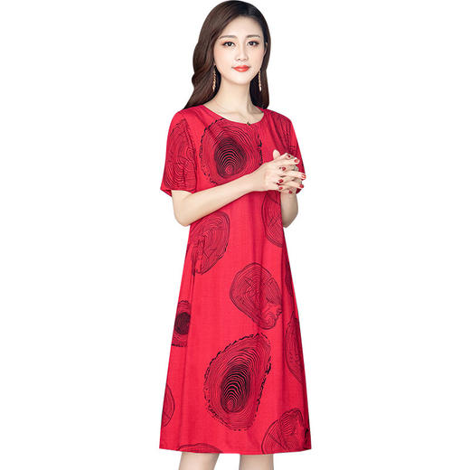 MQ-1778-01夏装大码显瘦中长款绵绸过膝连衣裙YY 商品图4