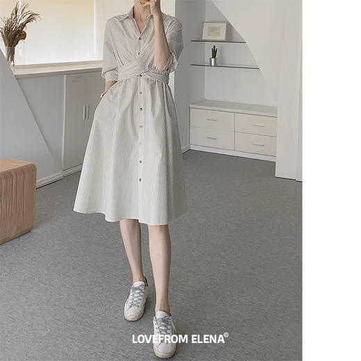 黑白条纹衬衫连衣裙 商品图10