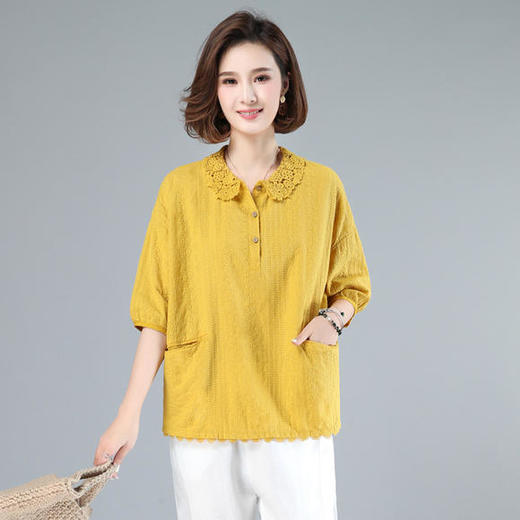 HRFS-WJ20529新款时尚气质翻领宽松衬衫 商品图1