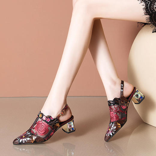 OLD9251新款高跟网纱绣花凉鞋 商品图0