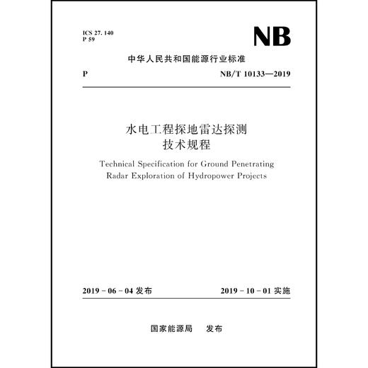 水电工程探地雷达探测技术规程NB/T 10133—2019 商品图0