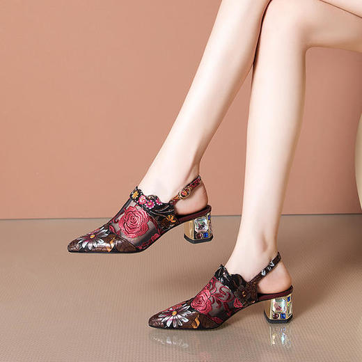 OLD9251新款高跟网纱绣花凉鞋 商品图1