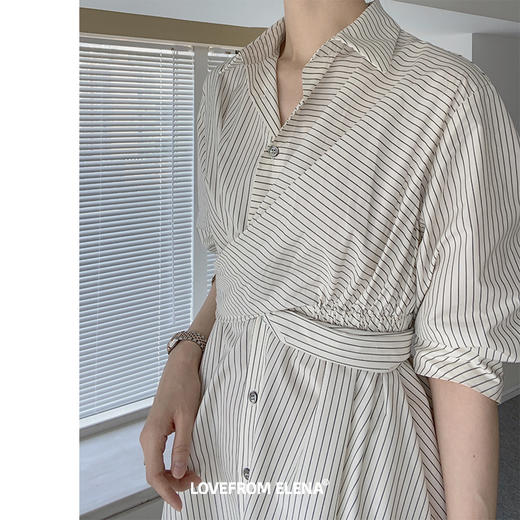 黑白条纹衬衫连衣裙 商品图8