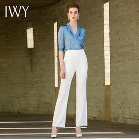 IWY/蓝色衬衫白色长裤套装40B1+40P3