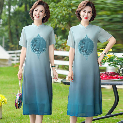 YCEA496-2017复古雪纺连衣裙阔太太大码 商品图2