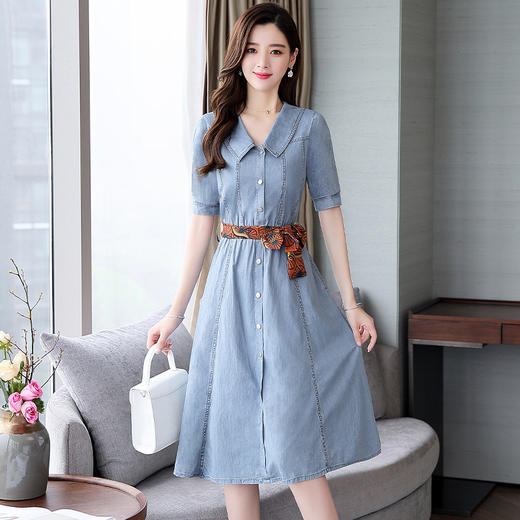 WZNH-CPYY1992时尚潮流简约舒适优雅修身牛仔连衣裙 商品图3