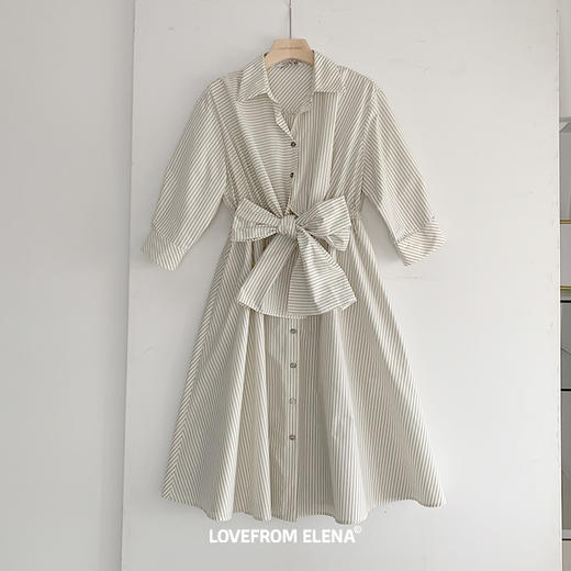 黑白条纹衬衫连衣裙 商品图12