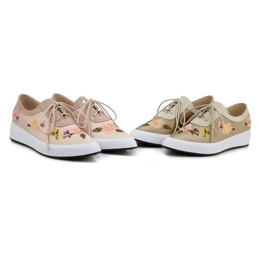 OLD-J392新款民族风绣花真皮松糕鞋 商品图3