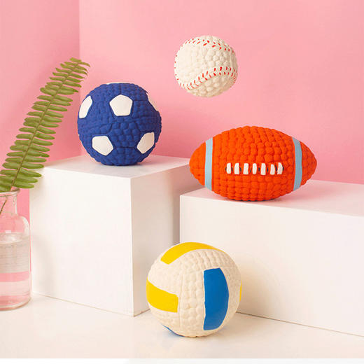 玲宠狗狗互动乳胶发声球洁齿玩具橄榄球小型犬泰迪金毛用品解闷宠物品 商品图1