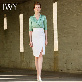 IWY/浅绿色衬衫白色半裙套装55B1+S9202