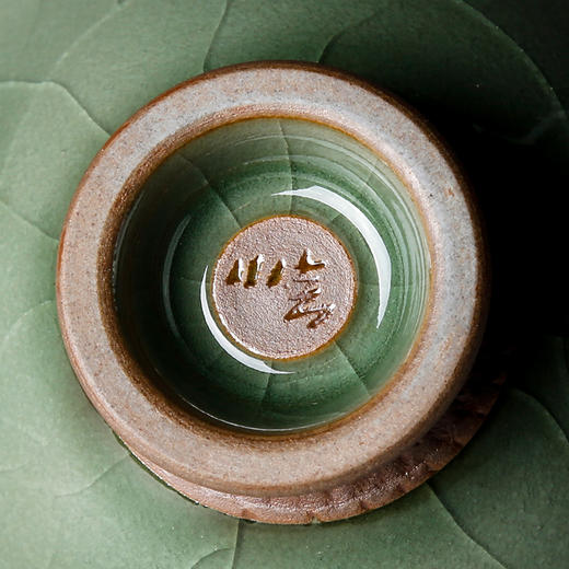 道诣堂 龙泉青瓷大师叶小春作品茶盏双鱼冰心杯哥窑开片精品茶杯